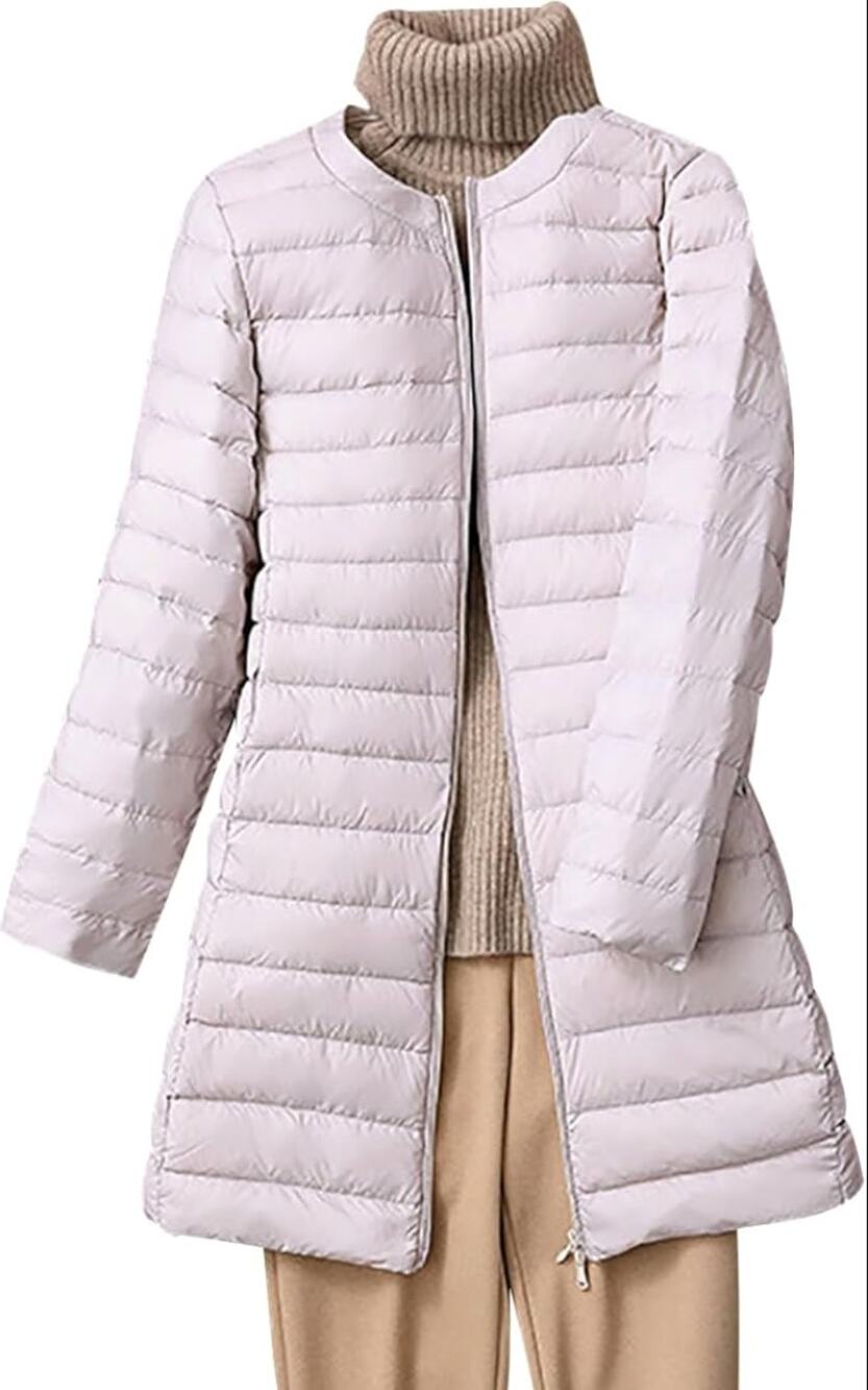 Bellivera Lightweight Quilted Puffer Coat Long Thin Jacket L Large Purple Womens